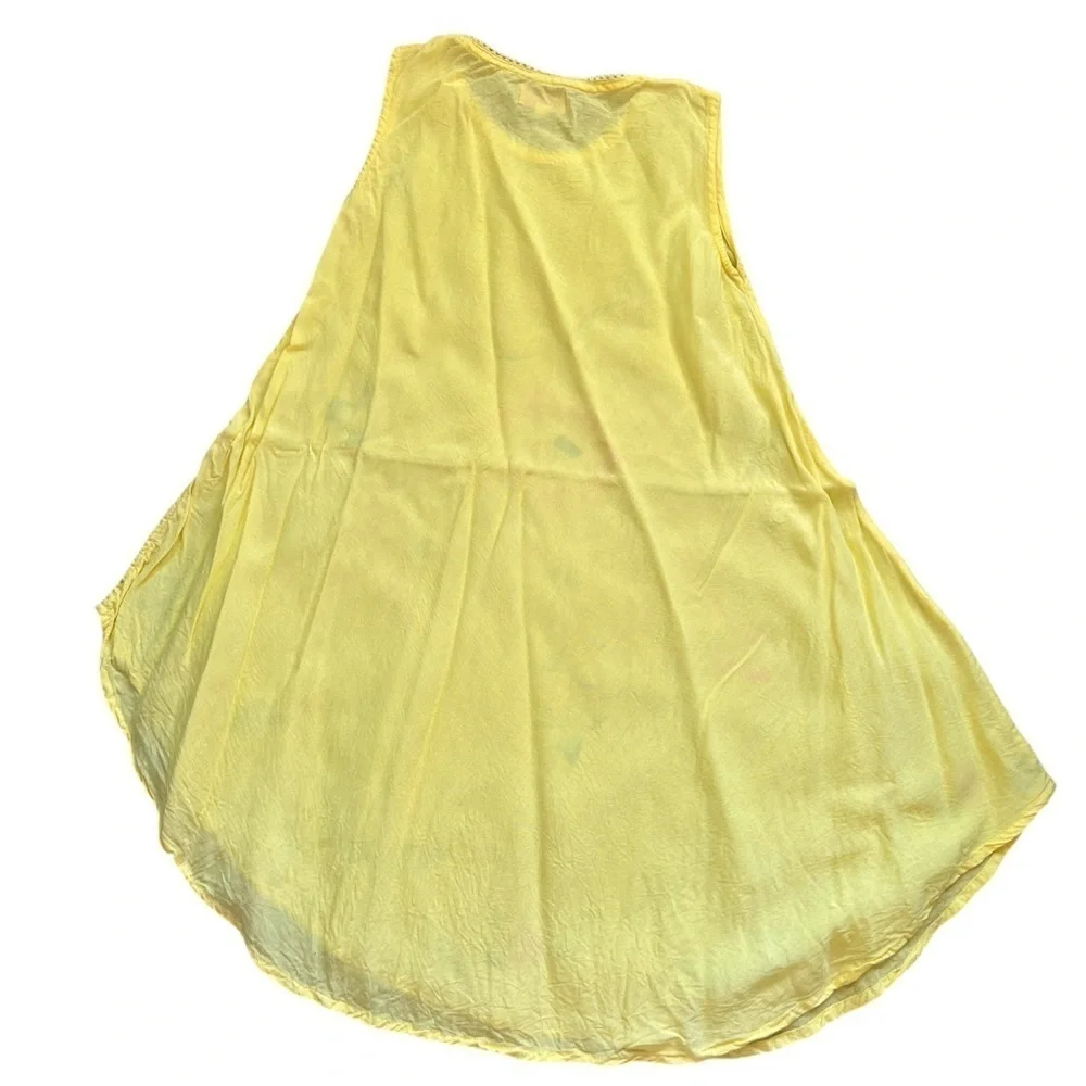 Yellow Floral Sleeveless Dress Beach Pool Coverup